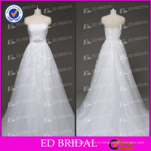 ЭД реальный образец Свадебные a-line без бретелек кружева аппликация Золушка свадебное платье